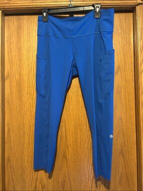 Lululemon Cobalt Blue Leggings with Side Pockets- Size 12